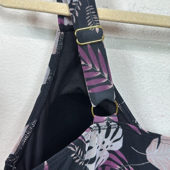 (L1) Fit 4 U Mesh Swimsuit Floral Print Loose Dress Black Jumpsuit, Diff/Sizes - Picture 6 of 11